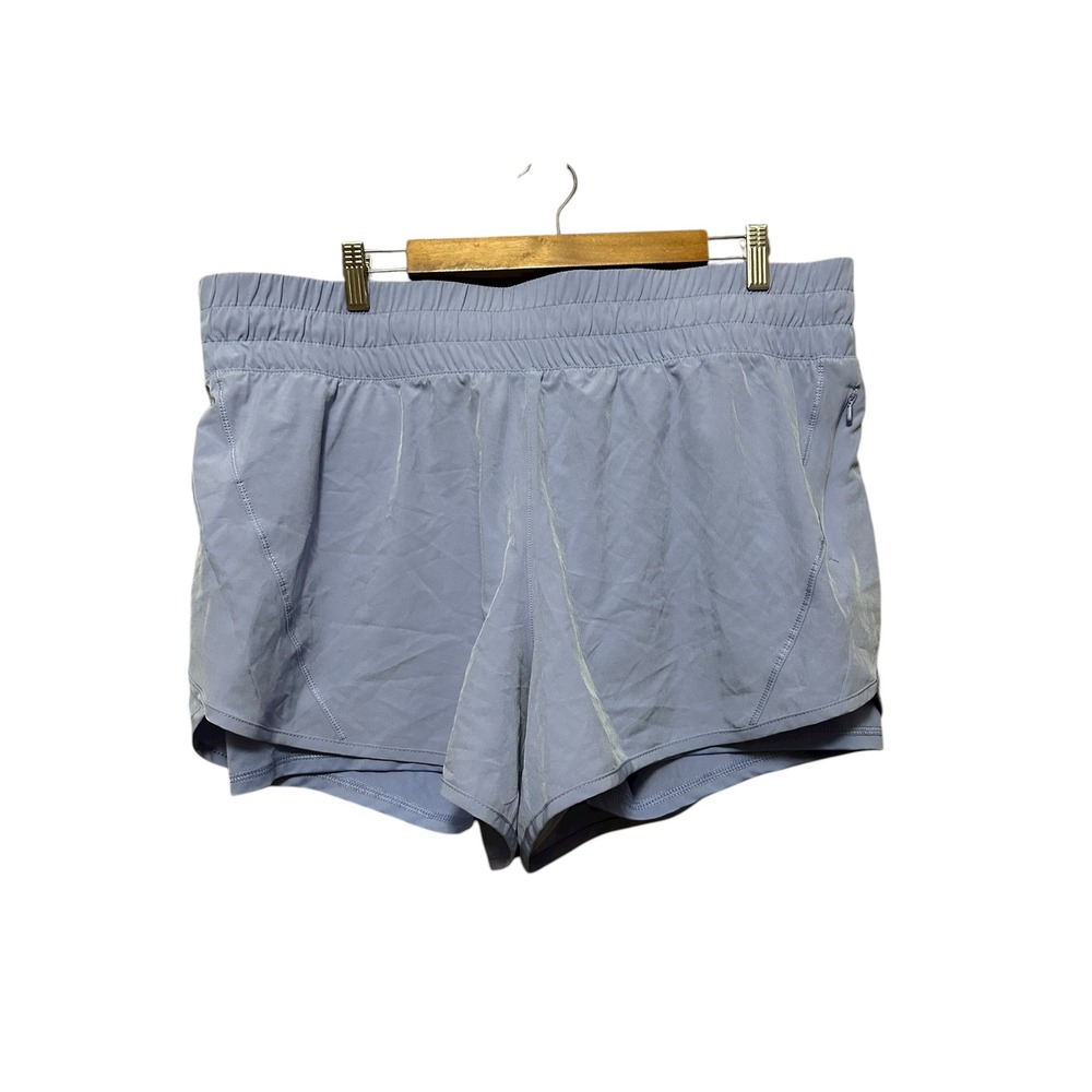 Avia Women's Periwinkle Blue Athletic Shorts‎ Double Layer Zip Pocket XXL